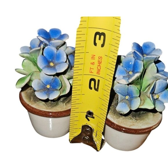 Vintage Miniature Flower Figurines Italian Porcelain Blue  3" Handcrafted Decor - Picture 5 of 6